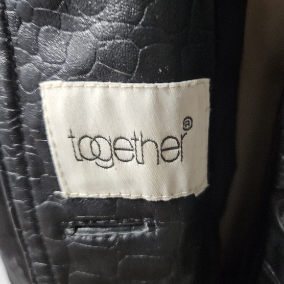 VTG 90s Together 100%Genuine Leather Cow Croc Indian Made Coat Size 16 - Picture 4 of 6